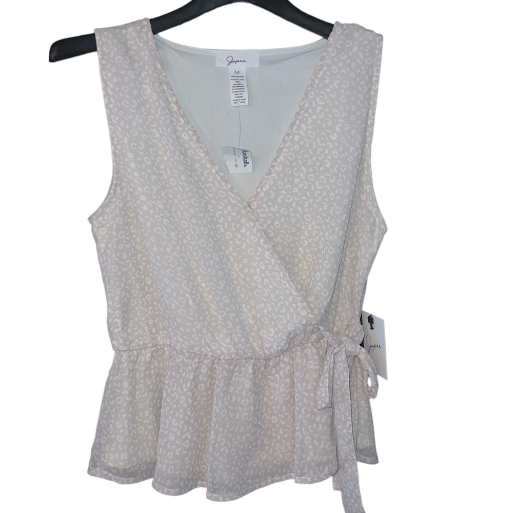 Japna Beige Cheetah Patterned Wrap Blouse